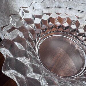 Vintage Fostoria American 9.5" Flared Fruit Bowl, Cubist Clear Glass